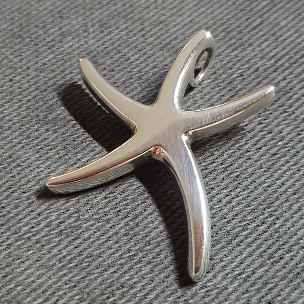 Large Sterling Silver Starfish Pendant Ati Thailand Modernist Pendant Starfish 65$
